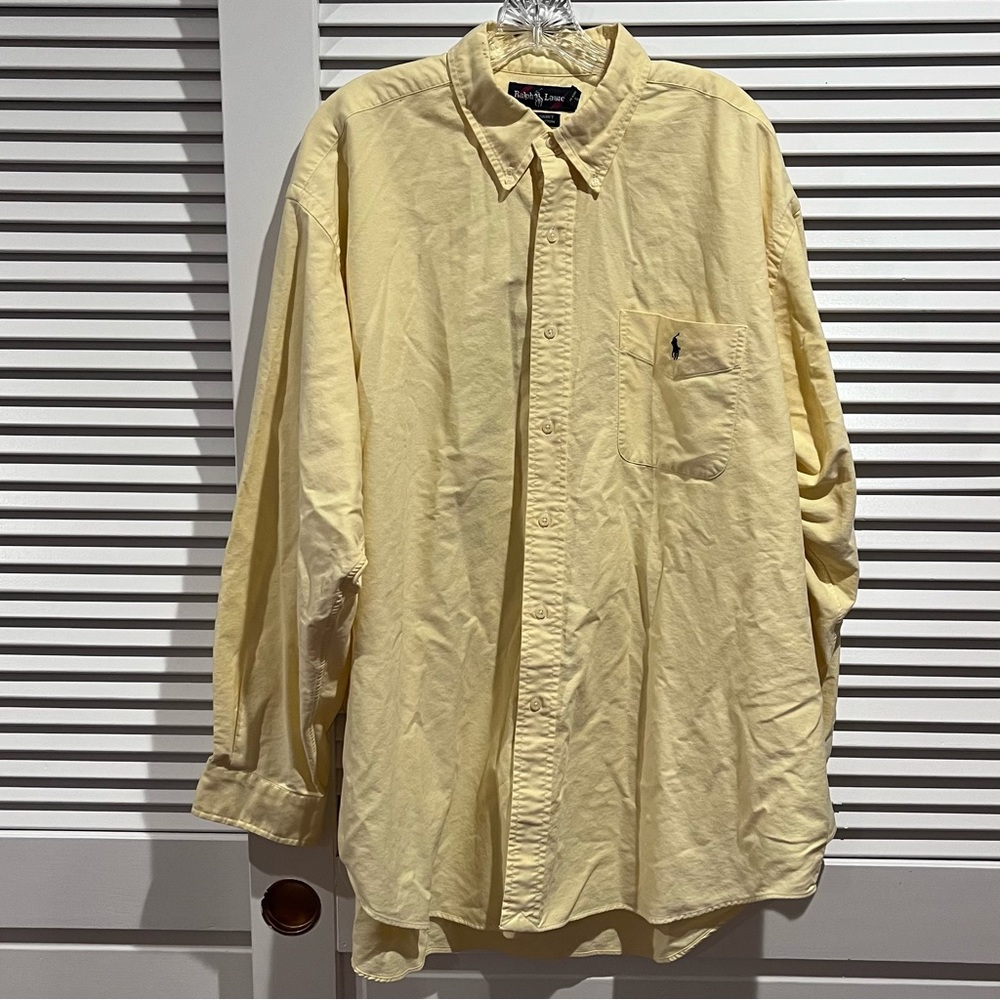 Polo Ralph Lauren Long Sleeve Button Up Yellow Oxford BIG SHIRT Men's Sz XL